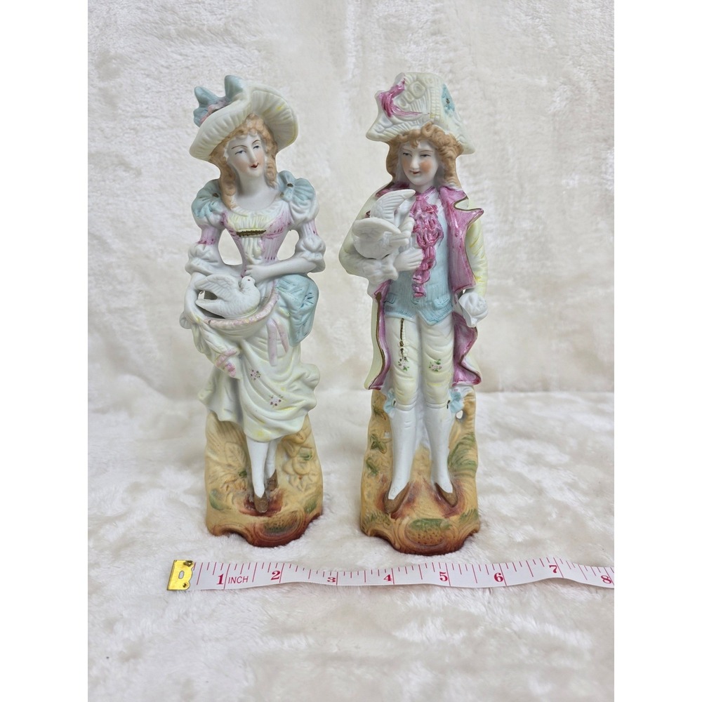 Antique Made In‎ Occupied Japan Bisque PorcelainFrench Figurines Pair 12" Tall